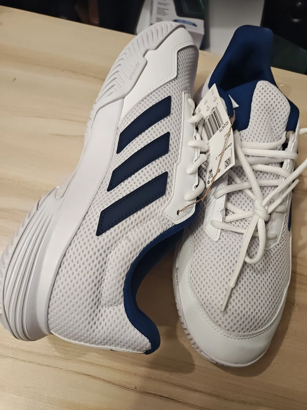 adidas White and Navy Low-Top Mesh Sneakers 13